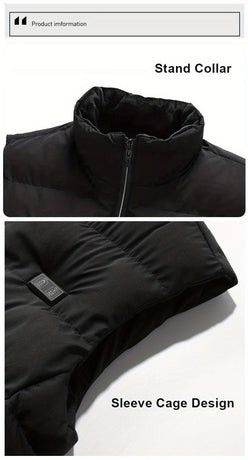 Men'S Heated Vest Electric Heating Gilet Winter Vest Smart Temperature Control - Black - Size 4XL