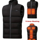 Men'S Heated Vest Electric Heating Gilet Winter Vest Smart Temperature Control - Black - Size XL