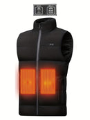 Men'S Heated Vest Electric Heating Gilet Winter Vest Smart Temperature Control - Black - Size XL