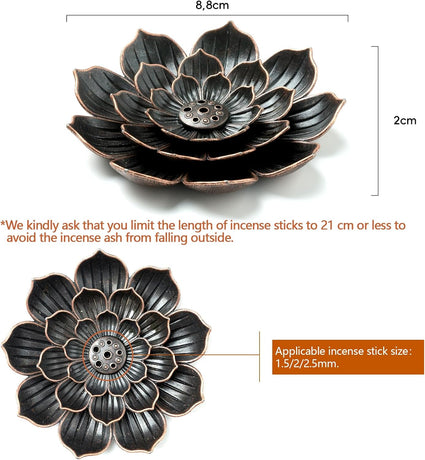2 Pack Incense Burner, Incense Holder for Sticks, Brass Lotus Incense Stick Holder