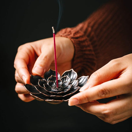 2 Pack Incense Burner, Incense Holder for Sticks, Brass Lotus Incense Stick Holder