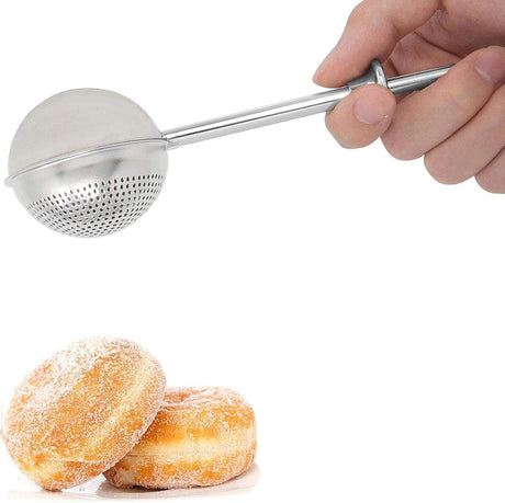 Flour Duster, One-Hand Operation, 304 Stainless Steel Powder Sugar Bowl Dusting Duster, Dusting Flour Sieve