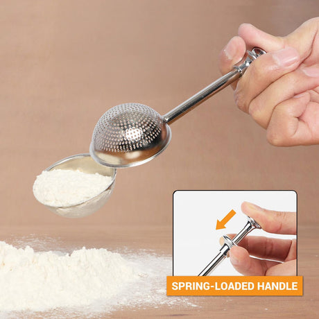 Flour Duster, One-Hand Operation, 304 Stainless Steel Powder Sugar Bowl Dusting Duster, Dusting Flour Sieve