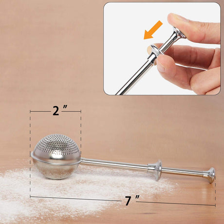 Flour Duster, One-Hand Operation, 304 Stainless Steel Powder Sugar Bowl Dusting Duster, Dusting Flour Sieve