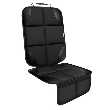 Child Car Seat Protector, Durable 600D Fabric Waterproof Car Seat Cover with Thick Padded Non-Slip Backing, No Imprint (Black 1 Piece)