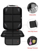 Child Car Seat Protector, Durable 600D Fabric Waterproof Car Seat Cover with Thick Padded Non-Slip Backing, No Imprint (Black 1 Piece)