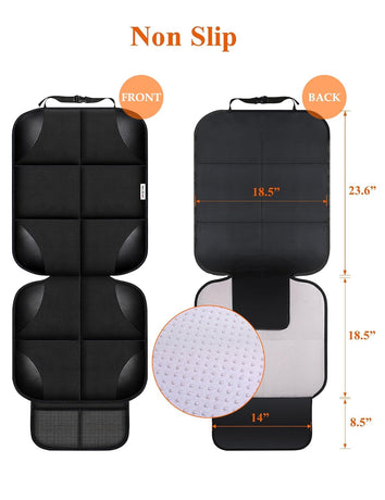Child Car Seat Protector, Durable 600D Fabric Waterproof Car Seat Cover with Thick Padded Non-Slip Backing, No Imprint (Black 1 Piece)