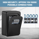 Wall-mounted Key Lock Box, Outdoor 4-Digit Weatherproof Lock Box, Large Capacity Lock Box for 5 Keys, Key Safe Storage Box, Indoor & Outdoor Garage Resettable Combination Lock Box