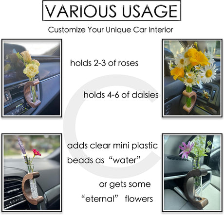 Car Dashboard Decorations - Propagation Vase Vent Clip for Fresh/Dried Flowers, Plant Cuttings, Car Interior Aesthetics Decor Accessories - Gift for Plant Lovers, Women & Moms