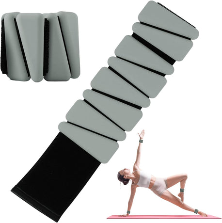 Wrist Weights Set of 2, Adjustable Silicone Workout Weights for Women and Men, Wearable Ankle/Wrist Weights Suitable for Yoga, Dance, Pilates, Pool Exercises and Jogging, 2lb（Green）
