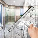 Multipurpose Stainless Steel Shower Scraper for Shower Glass Door with 2 Adhesive Hooks, Bathroom Cleaning Tools Window Mirror Scraper for Home, Clean Tile Wall, Car, 10 Inch (Approx. 25.4 cm) Silver