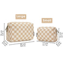Checkered Makeup Bag Travel Makeup Bag Organizer Bag Makeup Bag Makeup Bag with Compartments for Ladies Girls (Large, Light Checkerboard)