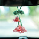 Lily Flower Hand Knitted Car Mirror Suspension Accessories, Rearview Mirror Accessories Car Decoration for Men and Women（Pink）