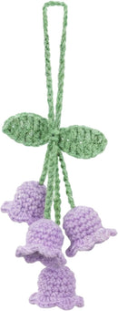 Lily Flower Hand Knitted Car Mirror Suspension Accessories, Rearview Mirror Accessories Car Decoration for Men and Women（Purple）