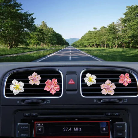 Cute Car Air Freshener Vent Clamp 6 Pcs, Flower Vent Clamp Pink Auto Accessories Interior Aesthetics Ladies Car Air Conditioner Vent Decoration