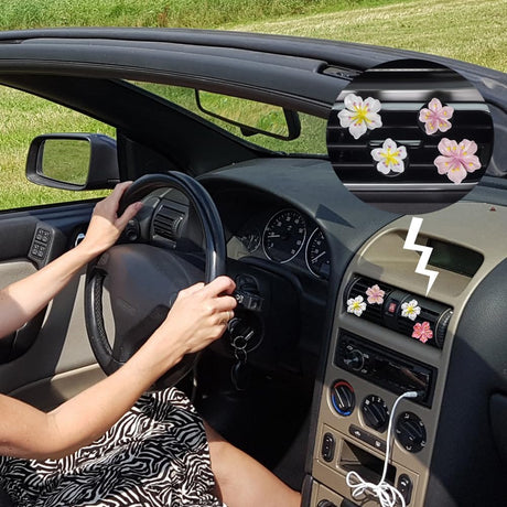 Cute Car Air Freshener Vent Clamp 6 Pcs, Flower Vent Clamp Pink Auto Accessories Interior Aesthetics Ladies Car Air Conditioner Vent Decoration