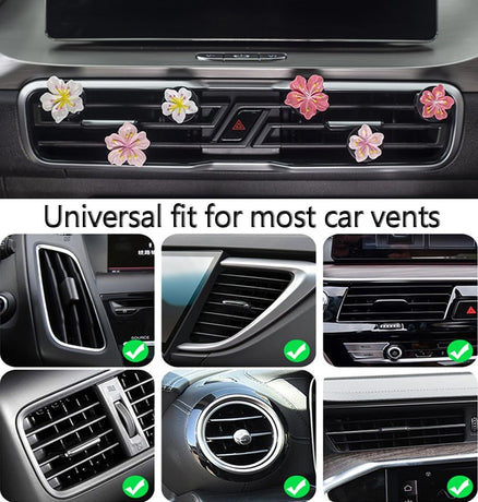 Cute Car Air Freshener Vent Clamp 6 Pcs, Flower Vent Clamp Pink Auto Accessories Interior Aesthetics Ladies Car Air Conditioner Vent Decoration