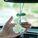 Lily Flower Hand Knitted Car Mirror Suspension Accessories, Rearview Mirror Accessories Car Decoration for Men and Women
