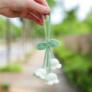 Lily Flower Hand Knitted Car Mirror Suspension Accessories, Rearview Mirror Accessories Car Decoration for Men and Women