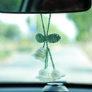 Lily Flower Hand Knitted Car Mirror Suspension Accessories, Rearview Mirror Accessories Car Decoration for Men and Women