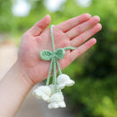 Lily Flower Hand Knitted Car Mirror Suspension Accessories, Rearview Mirror Accessories Car Decoration for Men and Women