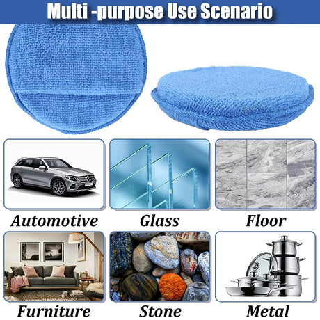 Microfiber Wax Applicator Pads, Car Wax Applicator with Finger Pocket, Buffing & Detail Polishing Foam Pads for Car Cleaning and Fine Polishing (5 inch, 6 Pack)