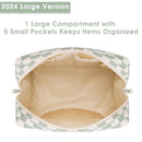 Checkered Makeup Bag Travel Makeup Bag Organizer Bag Makeup Bag Makeup Bag with Compartments for Ladies Girls (Large, Mint Green Checkerboard)