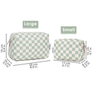 Checkered Makeup Bag Travel Makeup Bag Organizer Bag Makeup Bag Makeup Bag with Compartments for Ladies Girls (Large, Mint Green Checkerboard)