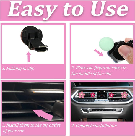 6 PCS Car Air Vent Clips White Daisy Flower Car Air Freshener Clip Air Conditioning Outlet Clip for Car Interior Decoration Accessories (2 Size)