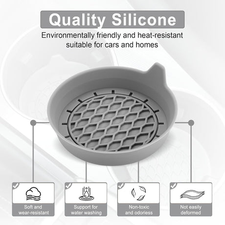 Car Cup Holder Coaster, Silicone Cup Holder Insert, Universal Anti-Slip Cup Holder, Auto Accessories Interior for Men and Women 4 Pack Grey