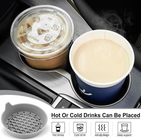 Car Cup Holder Coaster, Silicone Cup Holder Insert, Universal Anti-Slip Cup Holder, Auto Accessories Interior for Men and Women 4 Pack Grey