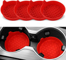 Car Cup Holder Coaster, Silicone Cup Holder Insert, Universal Non-Slip Cup Holder, Auto Accessories Interior for Men and Women 4 Pack Red