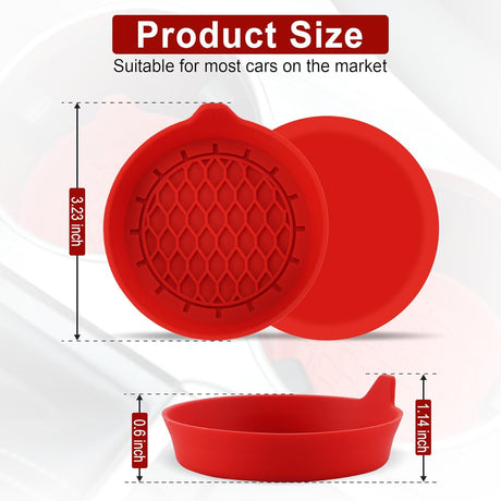 Car Cup Holder Coaster, Silicone Cup Holder Insert, Universal Non-Slip Cup Holder, Auto Accessories Interior for Men and Women 4 Pack Red
