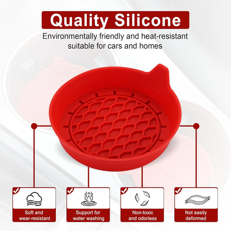 Car Cup Holder Coaster, Silicone Cup Holder Insert, Universal Non-Slip Cup Holder, Auto Accessories Interior for Men and Women 4 Pack Red
