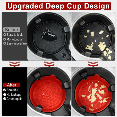 Car Cup Holder Coaster, Silicone Cup Holder Insert, Universal Non-Slip Cup Holder, Auto Accessories Interior for Men and Women 4 Pack Red