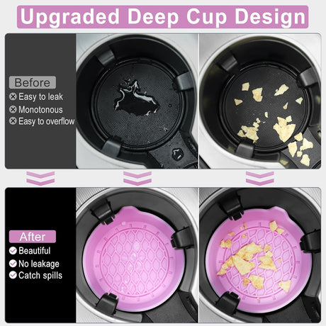 Car Cup Holder Coaster, Silicone Cup Holder Insert, Universal Non-Slip Cup Holder, Auto Accessories Interior for Men and Women 4 Pack Pink