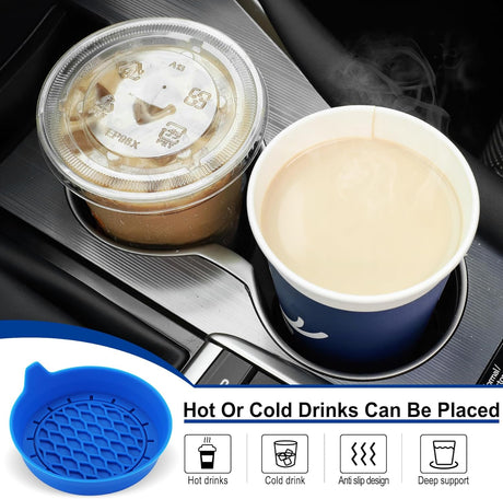 Car Cup Holder Coaster, Silicone Cup Holder Insert, Universal Non-Slip Cup Holder, Auto Accessories Interior for Men and Women 4 Pack Blue