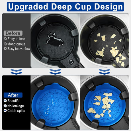 Car Cup Holder Coaster, Silicone Cup Holder Insert, Universal Non-Slip Cup Holder, Auto Accessories Interior for Men and Women 4 Pack Blue