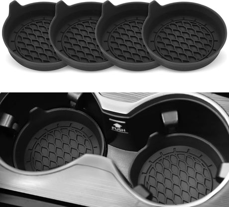 Car Cup Holder Coaster, Silicone Cup Holder Insert, Universal Non-Slip Cup Holder, Auto Accessories Interior Unisex 4 Pack Black