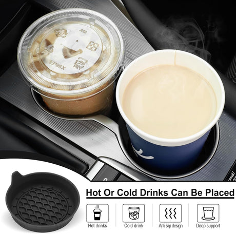 Car Cup Holder Coaster, Silicone Cup Holder Insert, Universal Non-Slip Cup Holder, Auto Accessories Interior Unisex 4 Pack Black