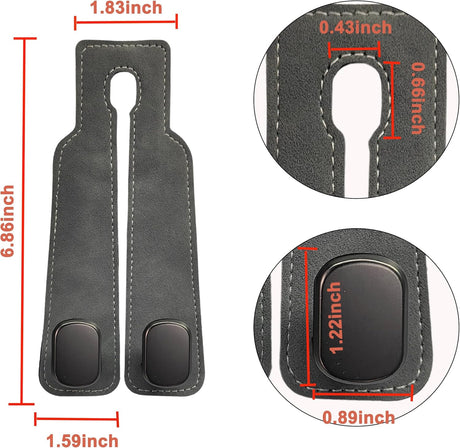 Car Headrest Hook, Car Hook for Wallet & Bag, Car Wallet Hook (Grey - Pack of 2)