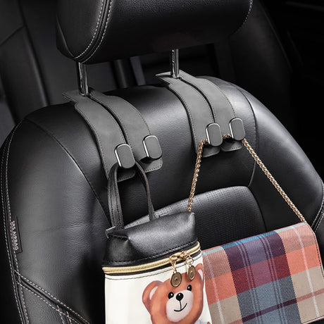 Car Headrest Hook, Car Hook for Wallet & Bag, Car Wallet Hook (Grey - Pack of 2)
