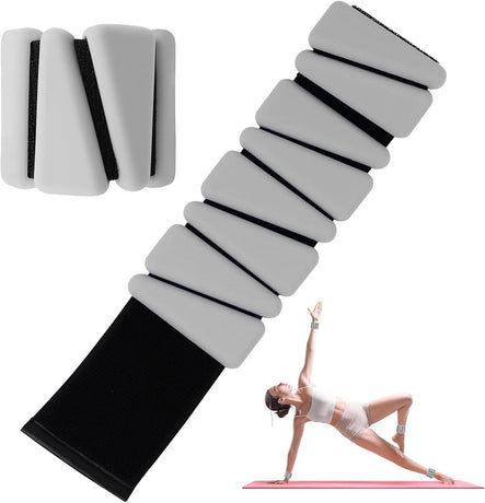 Wrist Weights Set of 2, Adjustable Silicone Workout Weights for Women and Men, Wearable Ankle/Wrist Weights Suitable for Yoga, Dance, Pilates, Pool Exercises and Jogging, 2lb（Grey）