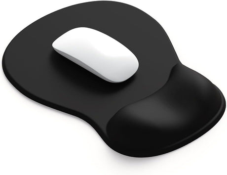 Gel Wrist Rest Mouse Pad - Ergonomic Office Mouse Pad with Wrist Support - Non-Slip, Design Desktop Accessory Pad for Home & Game Decoration (01 Black)