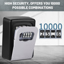 Wall-mounted Key Lock Box, Outdoor 4-Digit Weatherproof Lock Box, Large Capacity Lock Box for 5 Keys, Key Safe Storage Box, Indoor & Outdoor Garage Resettable Combination Lock (Gray)