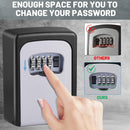 Wall-mounted Key Lock Box, Outdoor 4-Digit Weatherproof Lock Box, Large Capacity Lock Box for 5 Keys, Key Safe Storage Box, Indoor & Outdoor Garage Resettable Combination Lock (Gray)