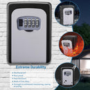 Wall-mounted Key Lock Box, Outdoor 4-Digit Weatherproof Lock Box, Large Capacity Lock Box for 5 Keys, Key Safe Storage Box, Indoor & Outdoor Garage Resettable Combination Lock (Gray)