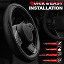 Car Steering Wheel Cover, Microfiber Leather Steering Wheel Cover with Non-Slip Lining, Universal 14.5-15 Inch (Approx. 36.8-38.1 cm) Black