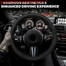 Car Steering Wheel Cover, Microfiber Leather Steering Wheel Cover with Non-Slip Lining, Universal 14.5-15 Inch (Approx. 36.8-38.1 cm) Black