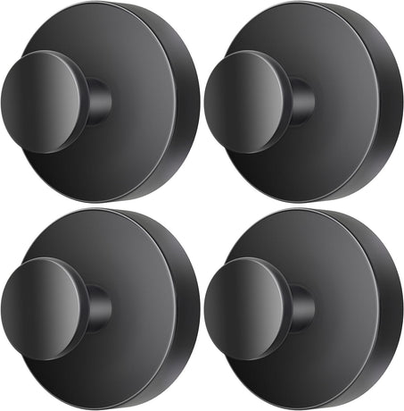 2026 Upgraded Drill-Free Suction Cup Hooks, Stainless Steel Suction Cup Hooks for Shower, Mirror, Wall, Bathroom, Glass, Hanging Towels - 4 Pack, Black